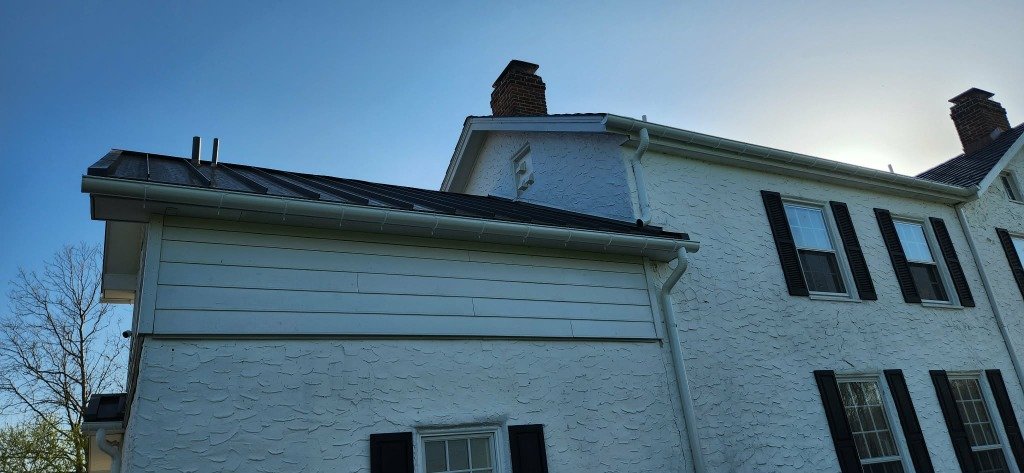 White colonial home gutter system Baltimore